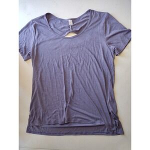 Marika Womens XL Purple Slub Knit Twist Back Cutout Activewear T-Shirt